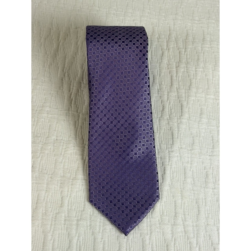 NWT!!! CALVIN KLEIN Light Purple Mini Diamonds Geo Geometric Silk Blend Neck Tie